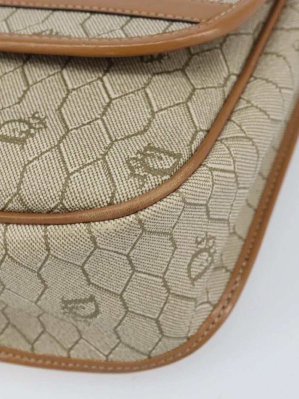 Christian Dior Honeycomb Canvas Shoulder Bag PVC Beige Gold Auth ka2352 - Picture 10 of 15